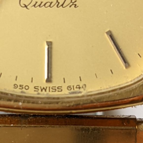 Longines vintage Wristwatch men's 950 Swiss 6140 Quartz GH gold black - Picture 3 of 8